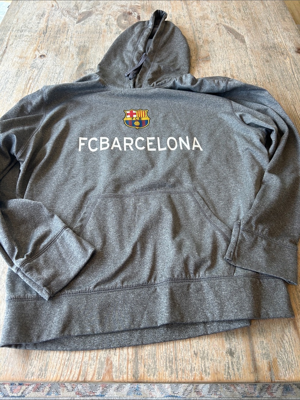 FCBarcelona Men's Gray Pullover Hoodie